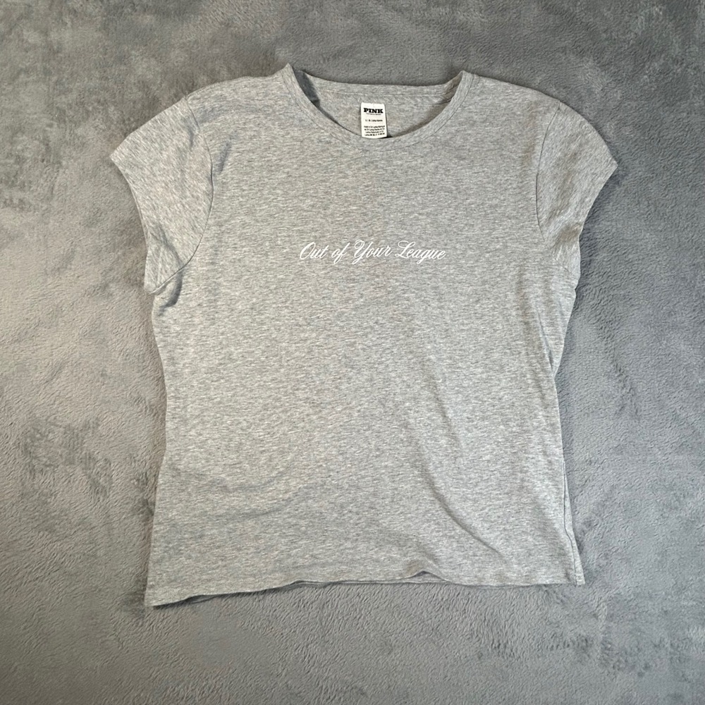 PINK Victoria's Secret Out of Your League Graphic Tee Heather Gray Large